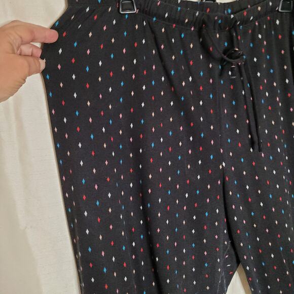 Women's 3XL Black Pajama Pants with Diamond Pattern - Picture 3 of 15